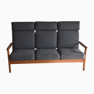 Reupholstered Teak High-Back Sofa by Juul Kristensen with Kvadrat Tonica Fabric, 1970s