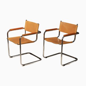 Set of Tubular Steel Cantilever Armchairs, 1970s