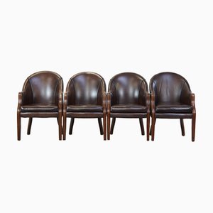 English Cowhide Dining Room Chairs, Set of 4