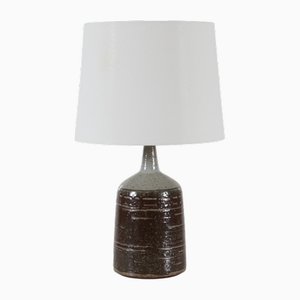 Grande Lampe de Bureau Mid-Century en Céramique avec Vernis Marron et Nouvel Abat-Jour par Per Linnemann-Schmidt pour Palshus, 1960s