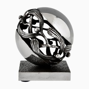 Art Deco Wrought Iron Mistletoe Paperweight by Edgar Brandt, France, 1921