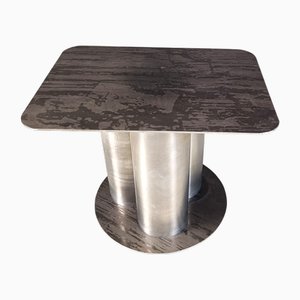 Brutalist Side Table in Ecthed Metal, 1970s