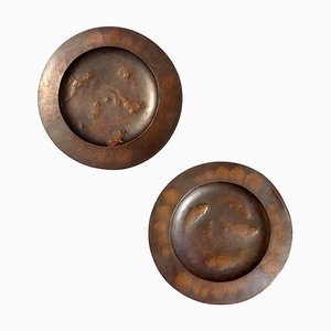 Vintage Italian Art Nouveau Embossed Copper Plates by Cornelio Ghiretti, 1920, Set of 2