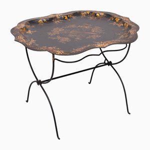 Antique Hand Painted Curved Dutch Tray Table, 1880