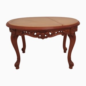 Tavolino da tè ovale Luigi XV in marmo chiaro di La Permanente Mobili Cantù, 1965