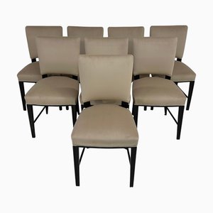 Chaises Art Déco en Velours Noir et Beige attribuées à Antonio Cassi Ramelli, Italie, 1940s, Set de 8