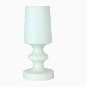 White Opaline Glass Table Lamp in Chessman Design by Stefan Tabery for Opp Jihlava, 1960s