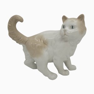 19th Century Enameled Porcelain Cat Figure by Nao for Lladró, Spain