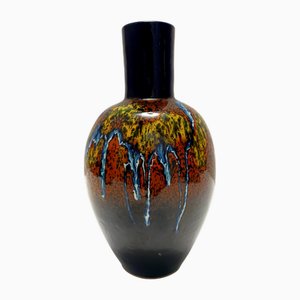 Multicolored Glazed Earthenware Vase by Roberto Rigon for Bertoncello, Italy, 1970s