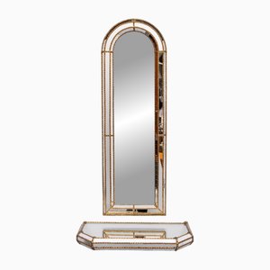 Mosaic Wall Mirror and Console, 1970s, Set of 2