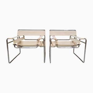 Set of Wassily Armchairs in Original Off-White Canvas from Gavina, 1964