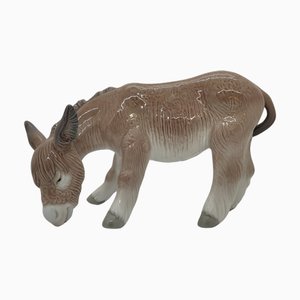 19th Century Enameled Porcelain Donkey Figure from Lladró, Spain