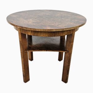 Art Deco Round Coffee Table in Walnut, 1940