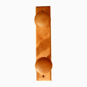 Vintage Pine Wall Coat Rack with 2 Hooks, 1980s
