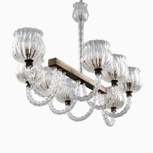 Grand Lustre Art Déco en Verre Murano de Barovier & Toso, 1940s