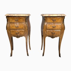 French Marquetry Bedside Chests of Drawers, 1920s, Set of 2