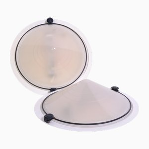 Lampade da parete in vetro e metallo, anni '80, set di 2