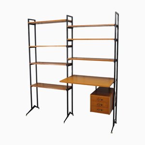Italian Teak Shelf with Desk, 1970s