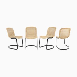 Cane Dining Chairs from Cidue, 1970s, Set of 4
