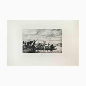 Jules Jacques Veyrassat, Le Bac, Etching, 1870s