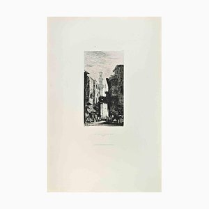Edouard Dufeu, Rue Souk El Selah au Caire, Etching, 1870s