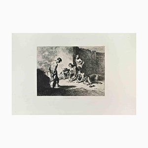 Francisco Lameyer y Berenguer, La Partie de Cartes (Espagne), Etching, 1870s