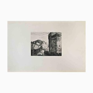 Étienne Mazas, Rue Du Canal à Figeac, Etching, 1870s