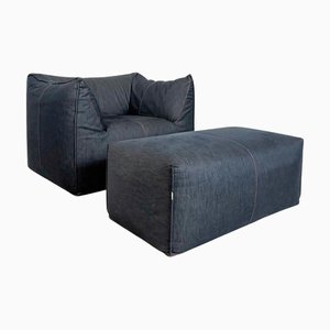 Set di poltrona e poggiapiedi attribuiti a Mario Bellini per Le Bambole, Italia, anni '70