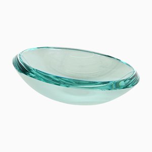 Cuenco de cristal turquesa de Max Ingrand para Fontana Arte, años 50