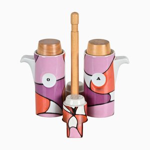 Italienisches Mid-Century Keramik Öl & Essig Menage Set von Franco Pozzi, 1970er, 4er Set