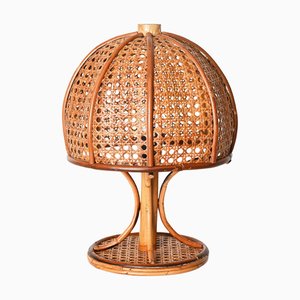 Large Table Lamp in Rattan and Vienna Straw by Louis Sognot, 1960s, Set of 2