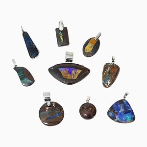 Boulder Opal Anhänger mit Silber, 9 . Set