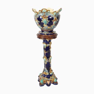 Jardinière Victorienne en Majolique sur Pied, 19ème Siècle