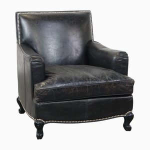Black Grained Leather Armchair