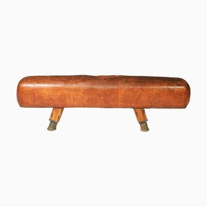 Gymnastic Leather Pommel Horse Bench, 1920s