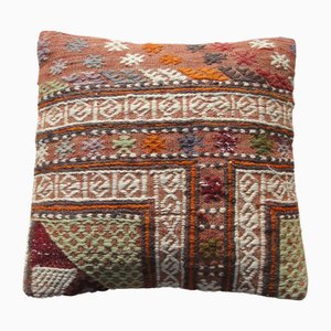 Vintage Turkish Handmade Wool Kilim Rug Pillow Cover