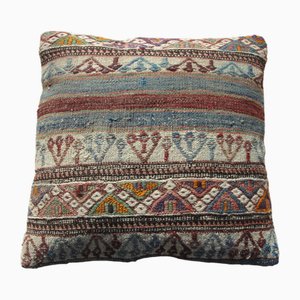 Vintage Turkish Handmade Wool Kilim Rug Pillow Cover