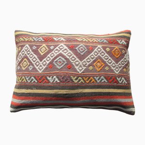 Vintage Turkish Handmade Wool Kilim Rug Pillow Cover