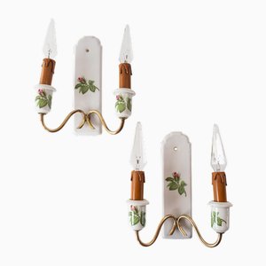 Antique French Wall Lights from Porcelaine de Paris, 1890s, Set of 2