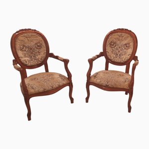 Set of Louis XV Handcrafted Walnut Armchairs from La Permanente Mobili Cantù, 1970s