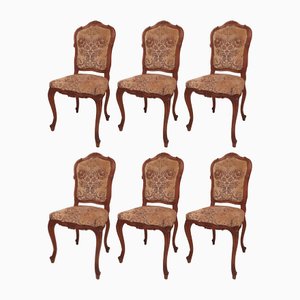 Louis Xv Dining Table Chairs in Fine Carved Wood from La Permanente Mobili Cantù, 1970s, Set of 6