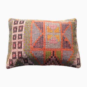 Vintage Turkish Handmade Wool Kilim Rug Pillow Cover