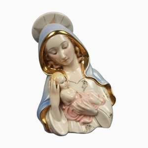 Polychrome Ceramic Sculpture of Madonna with Child, Italy, 1960s
