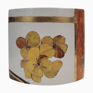 Yellow Hibiscus Vase in Porcelain by Valbonne for Limoges, France, 2002