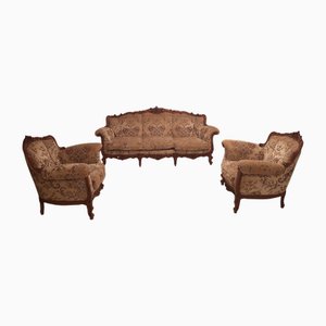 Louis Xv Style Living Room Sofa and Armchairs from La Permanente Mobili Cantù, 1970s, Set of 3
