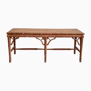 Faux Bamboo & Rattan Bench, 1980s