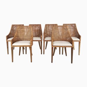 Stühle aus Rattan & Holz, Frankreich, 6 . Set
