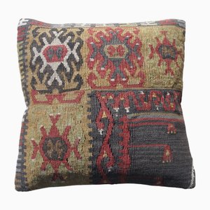 Vintage Turkish Handmade Wool Kilim Rug Pillow Cover