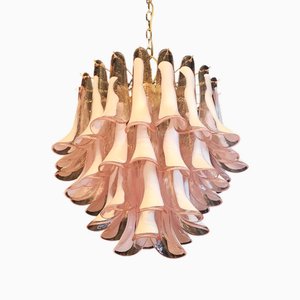 Pink Murano Glass Petals Chandelier in the style of Mazzega, Italy, 2010s