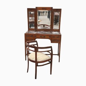 Frisiertisch aus Kirschholz mit Sessel, 2er Set